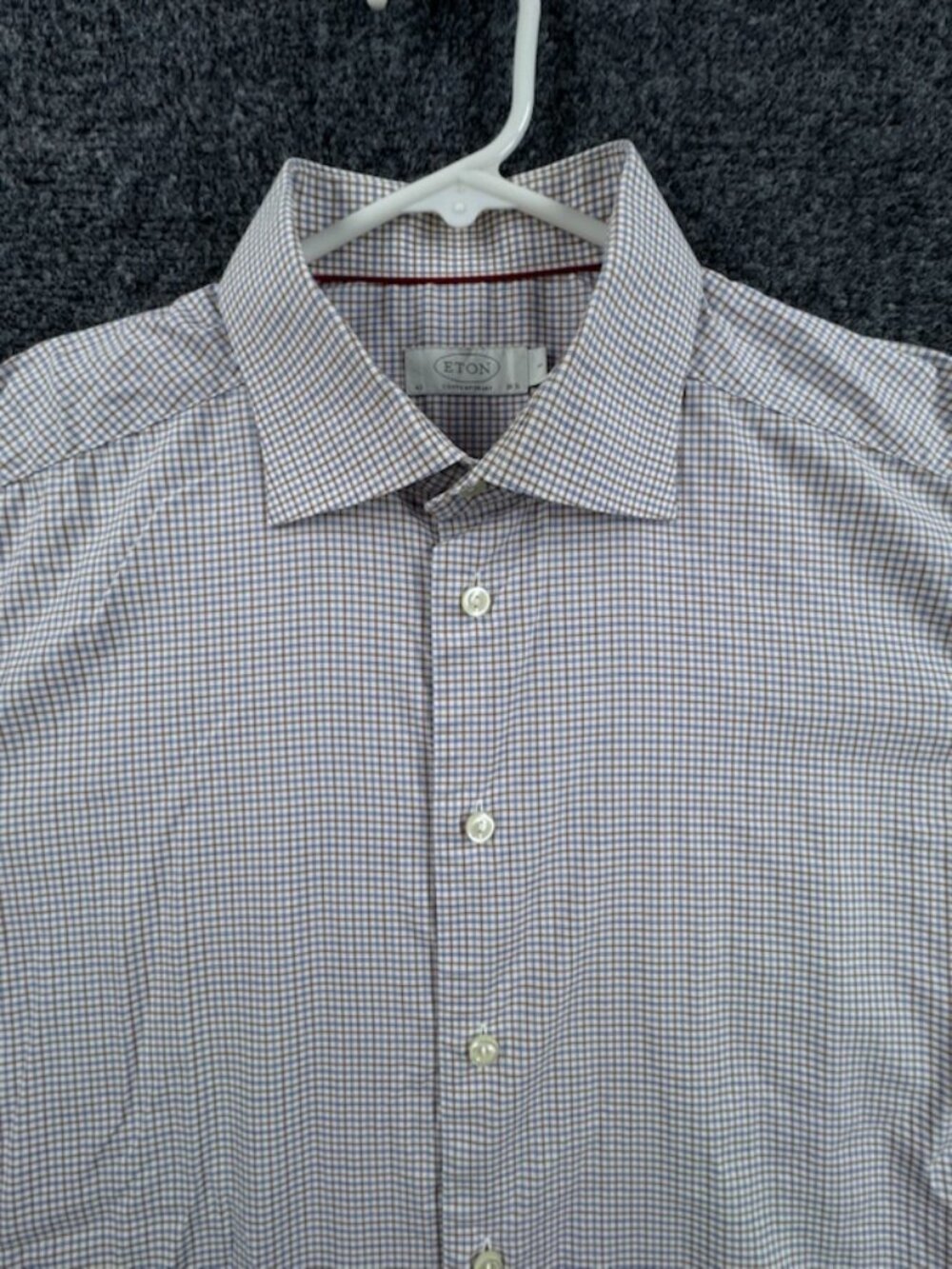 Eton York Men 16.5 Check Contemporary All Cotton Premium Long Sleeve Shirt Work